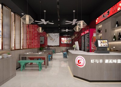 现代龙虾店3D模型下载